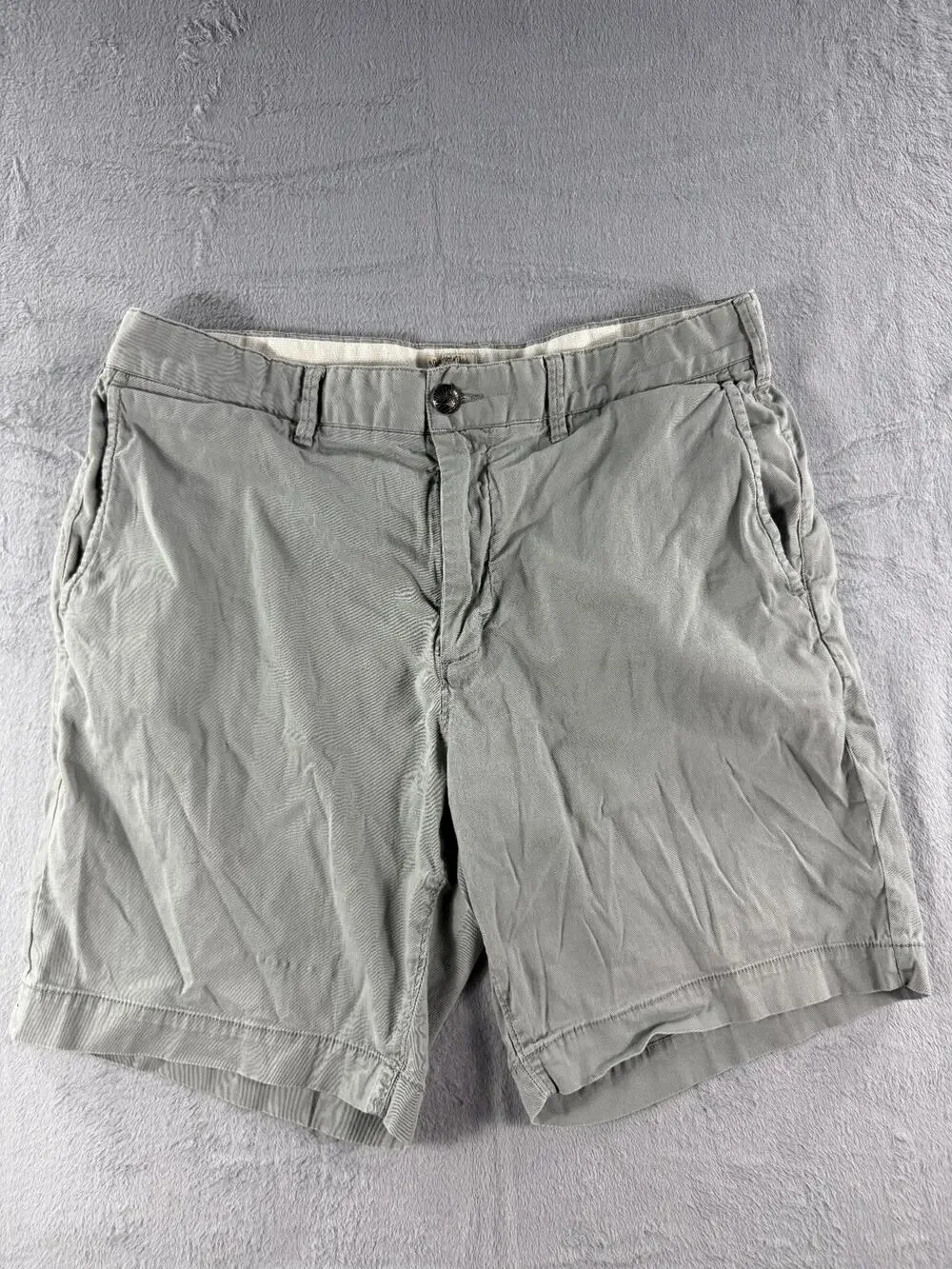 Faherty Mens Gray Island Life Chino Shorts Size 32x8 Flat Front Cotton Beach